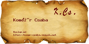 Komár Csaba névjegykártya