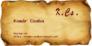 Komár Csaba névjegykártya